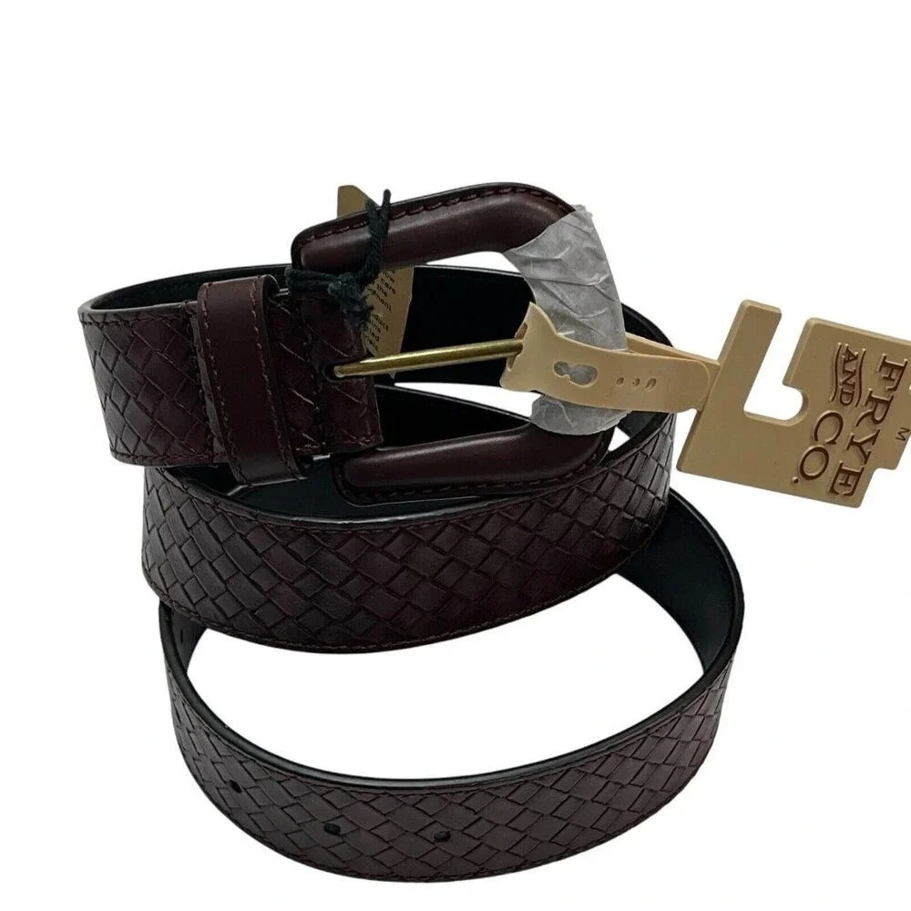 Frye‎ Co Belt Womens M Brown Faux Leather Woven Pattern Casual Western Rodeo